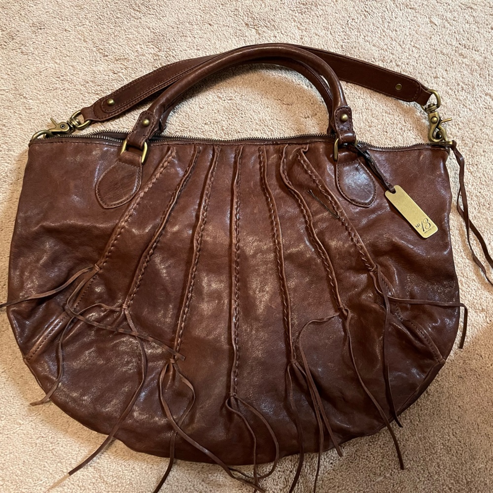 Large boho Botkier brown leather cross-body satchel